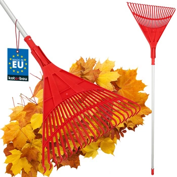 Greblă tip evantai pentru frunze 50 cm + coadă din aluminiu 1,3 m