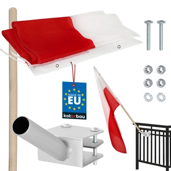 Steagul Poloniei alb-roșu cu tijă și suport 150x90 cm