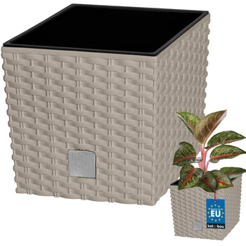 Ghiveci de grădină din rattan cu inserție mocca 20x20 cm