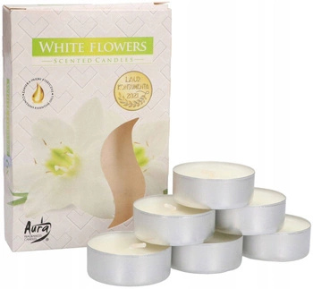 Set de încălzitoare de lumânări cu lumânări cu lumânări parfumate cu flori albe - 6 buc.