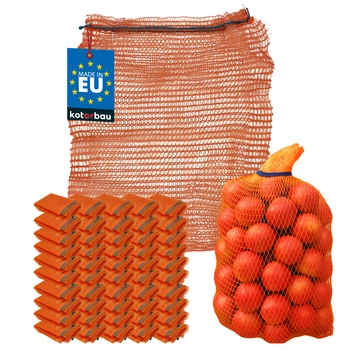 Sac de tip raschel cu cordon pentru legume 25 kg 50x80 cm set de 50 buc.
