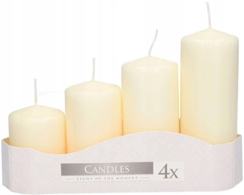 Set de 4 lumânări de masă cu cilindru în trepte ecru