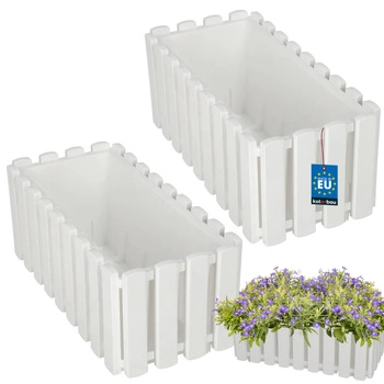 Ghiveci pentru balcon alb na zábradlí 400 MM set de 2 kcu.