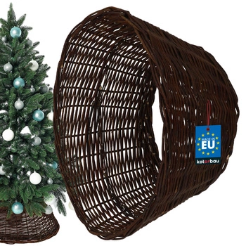 Coș din rattan ø40 cm pentru suportul de brad de Crăciun boho - Culoare maro închis