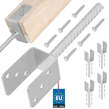 Bază de stâlp cu tijă de încastrare 60 mm set de 4 buc.