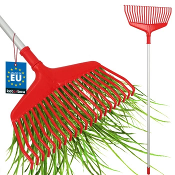 Greblă pentru frunze, iarbă și fân 38 cm cu coadă din aluminiu 1,3 m