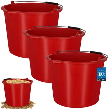 Găleată de construcții gospodărească cu cioc 16 l roșie set 3 buc