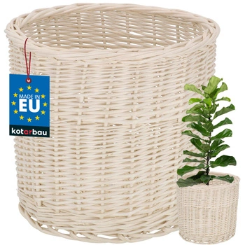Coș din nuiele pentru ghiveci natural 28 cm - Culoare albă