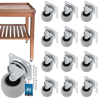 Roată pivotantă mobilier din cauciuc cu rulment pivotantă 40 mm set de 12 buc.
