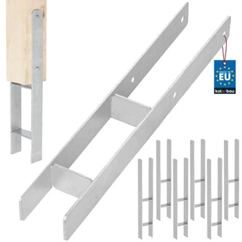 Baza stâlpului h pentru încastrare zincat argintiu 80 mm set de 6 buc.