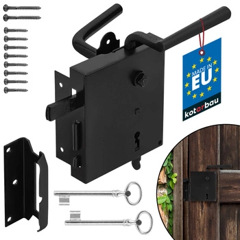 Încuietoare de cutie rurală din oțel retro negru dreapta