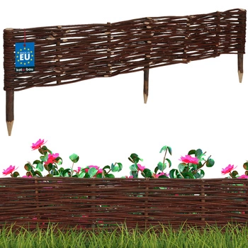 Gard de grădină din răchită condus palisadă margine 100x20 cm