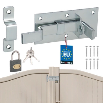 Zăvor îndoit universal pentru uși poartă mică din oțel cu lacăt 130 mm