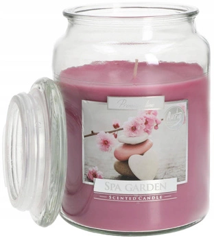 Lumânare mare de sticlă parfumată cu capac 100 h - spa garden