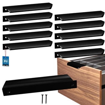 Mâner mobilier aluminiu negru mat 128/148 mm set de 10 buc.