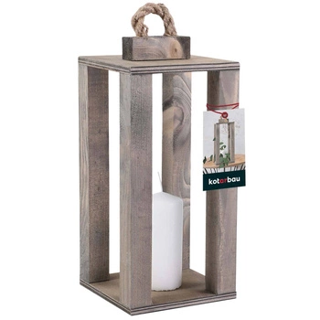Lanternă din lemn pentru lumânări acasă grădină gri 13,5x13,5 cm