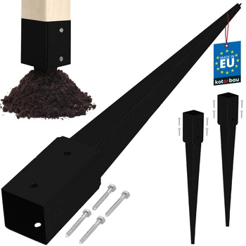 Baza stâlpului înfipt în pământ oțel negru 70x70x750 mm set de 2 buc.