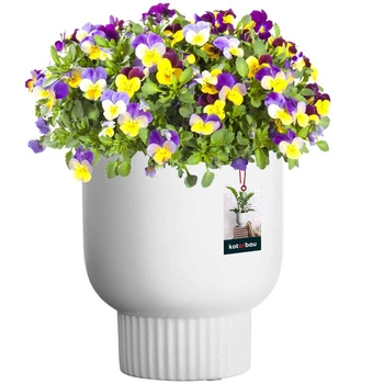 Ghiveci de flori din ceramică smălțuită albă 12 cm