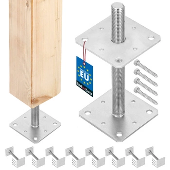 Baza coloanei cu șurub reglabilă tijă m24 110x110x250 mm set de 8 buc.