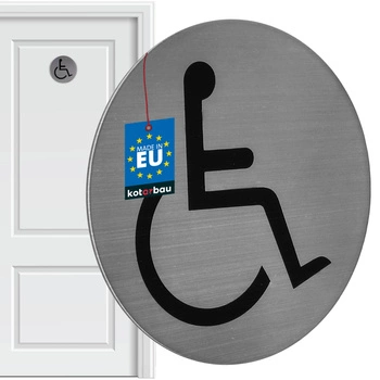 Semn pentru ușa toaletei persoane cu handicap rotund autoadeziv 7 cm