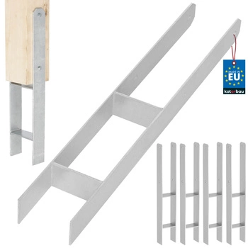 Baza stâlpului h pentru încastrare zincat argintiu 90 mm set de 4 buc.