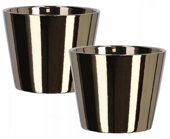 Ghiveci ceramic pentru plante ⌀11 cm aur - 2 buc.