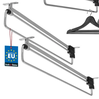 Umeraș extensibil pentru cămăși de garderobă argintiu 450 mm set de 2 buc.
