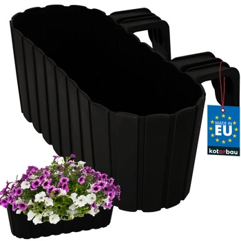 Ghiveci pentru balcon oval antracit na zábradlí 400 MM