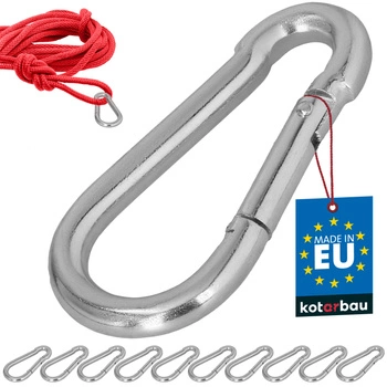 Carabină pentru pompieri leagăn frânghie hamac metalică 90 mm set de 10 buc.