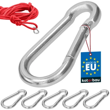 Carabină pentru pompieri leagăn frânghie hamac metalică 60 mm set de 5 buc.