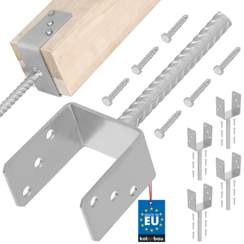 Bază de stâlp cu tijă de încastrare 90 mm set de 4 buc.