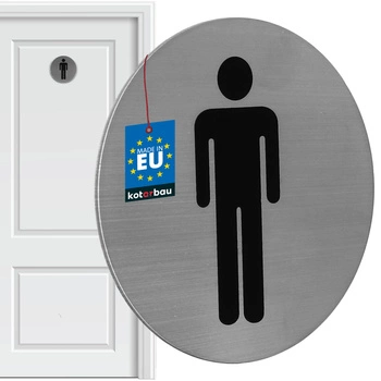 Semn pentru ușa toaletei bărbați pictogramă autoadeziv oțel 7 cm