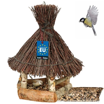 Birdhouse bird feeder din lemn de răchită + hrană 0,5 kg