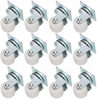 Rotiță pivotantă pentru mobilă cu rulmenți din cauciuc de 30 mm - 12 buc.