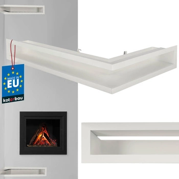 Luft grilaj de colț stâng pentru șemineu alb oțel 60x40 cm