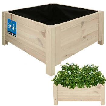 Ghiveci din lemn, cutie de grădină pentru flori și plante 60x60 cm - Culoare albă