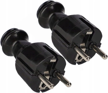 Priză rețea demontabilă cu împământare - 2 bucăți - Culoare neagră