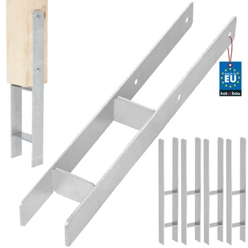 Baza stâlpului h pentru încastrare zincat argintiu 80 mm set de 4 buc.