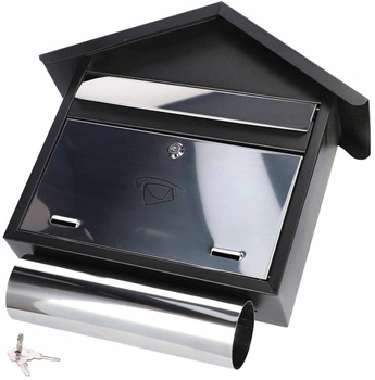 Coș poștal din oțel tub pentru scrisori ziare - Culoare negru