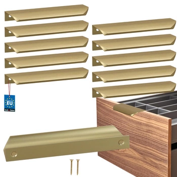 Mâner mobilier aluminiu auriu mat 128/148 mm set de 10 buc.
