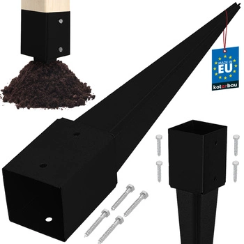 Baza stâlpului înfipt în pământ oțel negru 100x100x750 mm