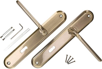 Clanță ușă 72mm placă lungă pentru cheie set - Culoare patină