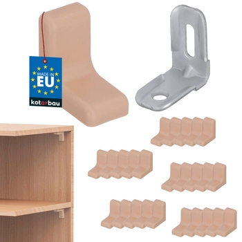 Suport unghiular pentru mobilă cu capac fag set de 25 buc.