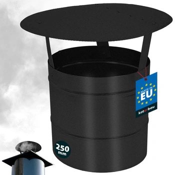 Copertină de fum pentru țeavă de coș galvanizată neagră 250 mm