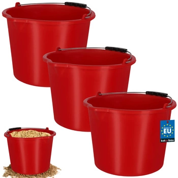 Găleată de construcții gospodărească cu cioc 12 l roșie set 3 buc