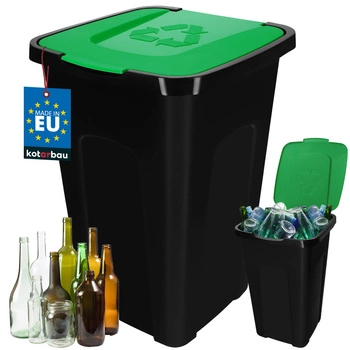 Coș de gunoi cu capac verde 50 l