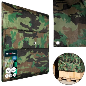 Prelată protectoare rezistentă groasă universală moro 80 g/m2 3x4 m