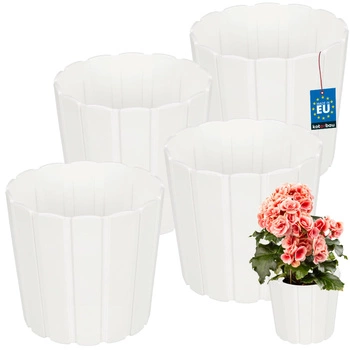 Ghiveci din plastic pentru flori alb 17cm set de 4 buc.
