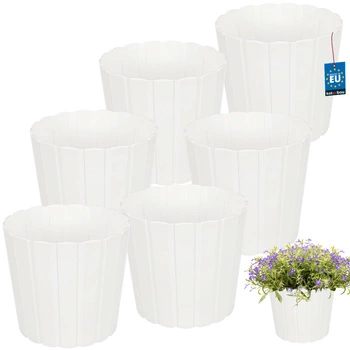Ghiveci din plastic pentru flori alb 20cm set de 6 buc.