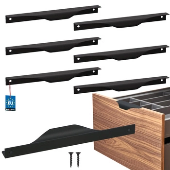 Mâner pentru mobilă modern aluminiu negru mat 192 mm set de 6 buc.